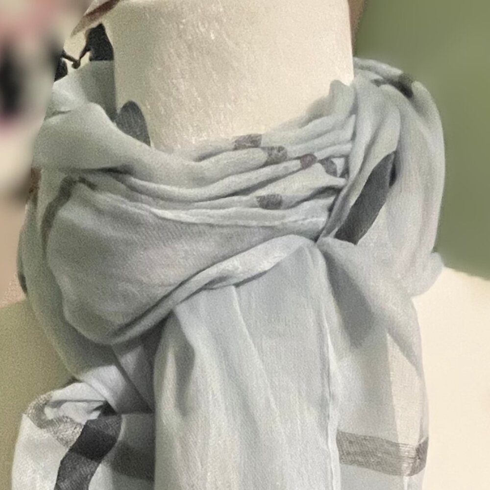 Blue Plaid Sheer Scarf